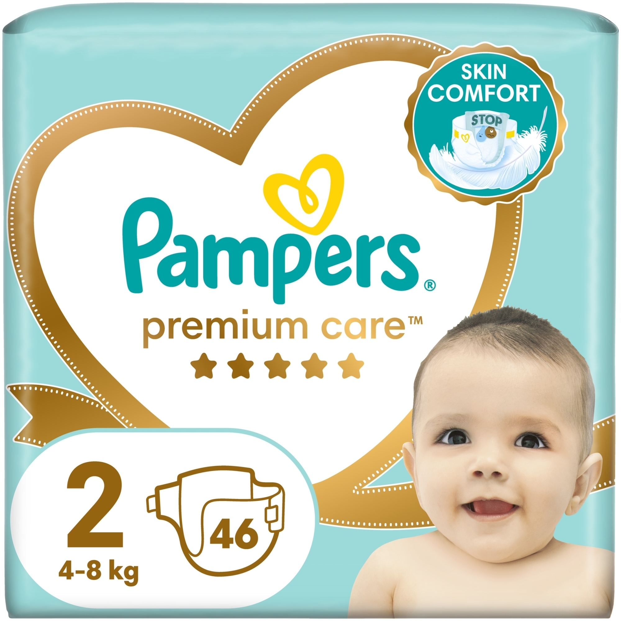 Подгузники Pampers Premium Care Размер 2, 4-8кг, 46 шт - Pampers — фото 46шт