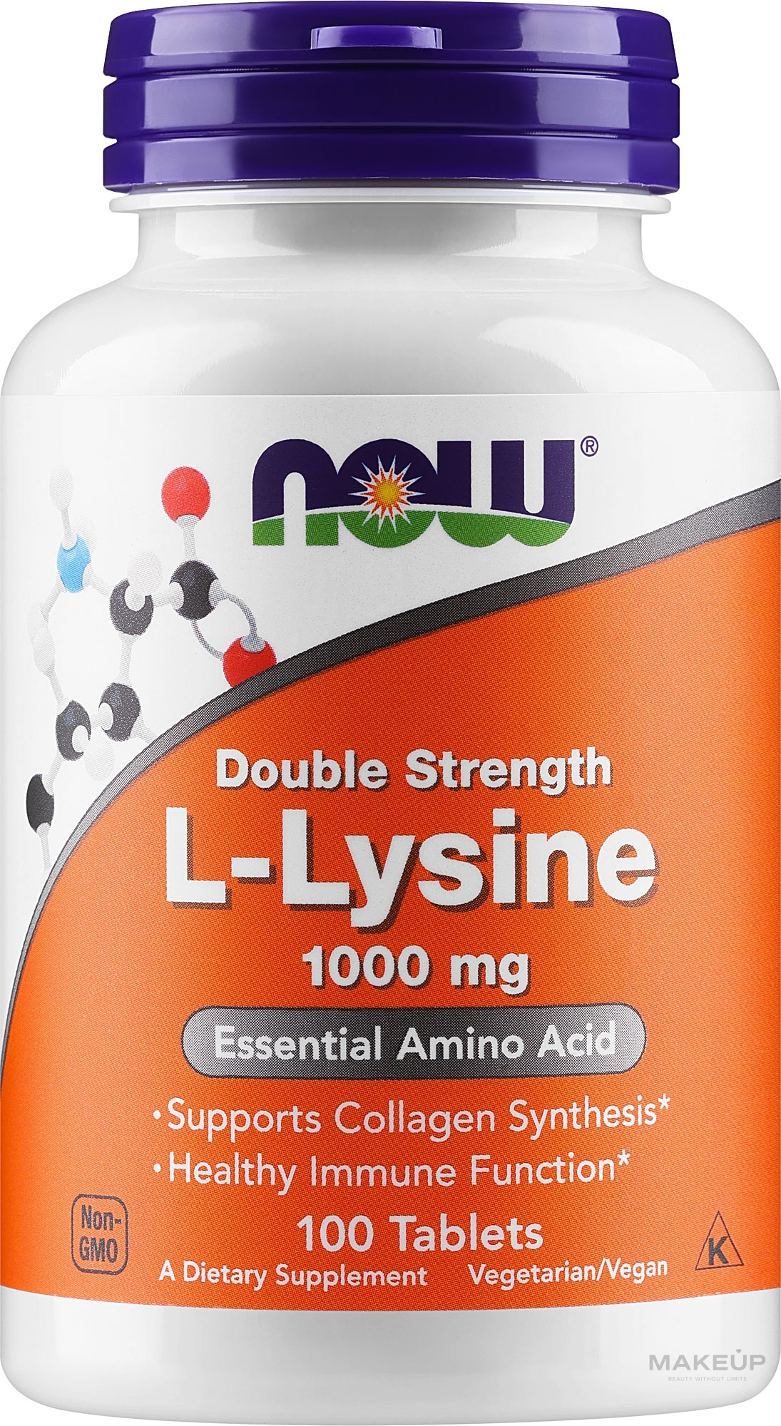 Амінокислота "L-лізин", 1000 мг - Now Foods L-Lysine Tablets — фото 100шт