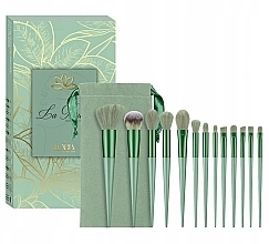 Набір пензлів для макіяжу, 13 шт., зелені - Ecarla — фото N1