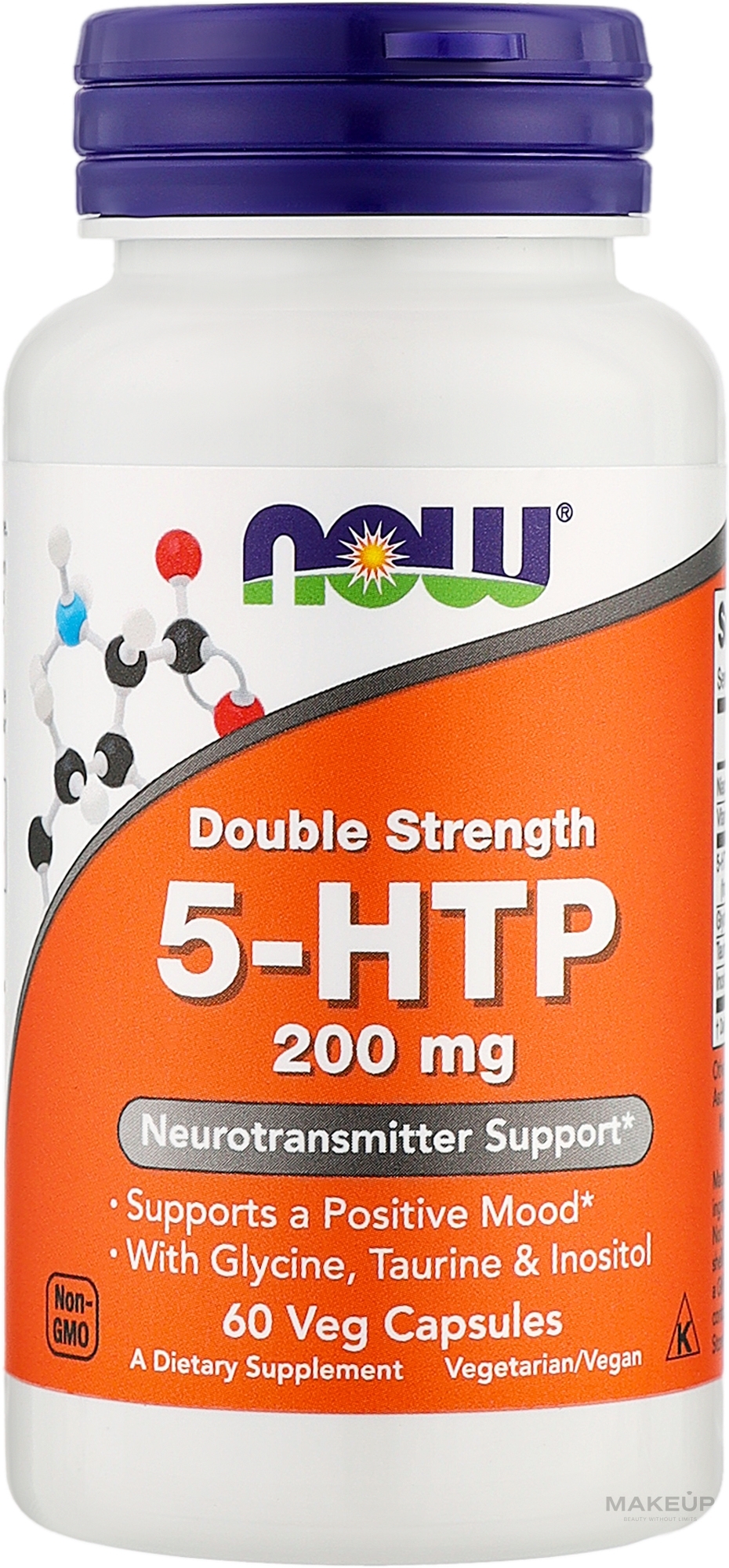 Амінокислота "5-HTP" 200 мг, капсули - Now Foods Double Strenght 5-HTP — фото 60шт