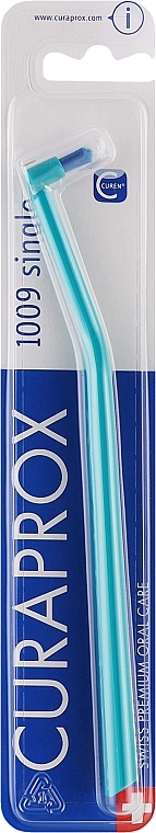 Монопучкова зубна щітка "Single CS 1009", зелена з синім - Curaprox — фото N1
