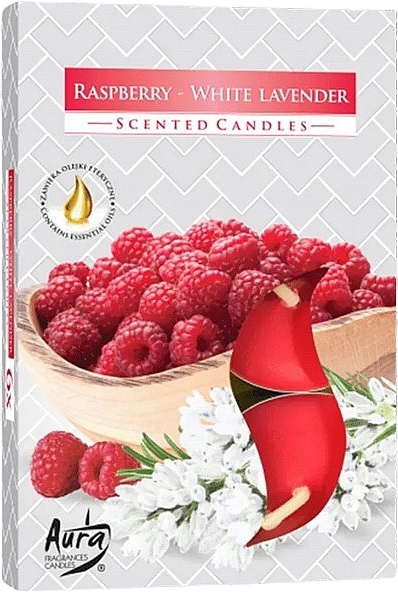 Набір чайних свічок "Малина-біла лаванда" - Bispol Raspberry-White Lavender Scented Candles — фото N1