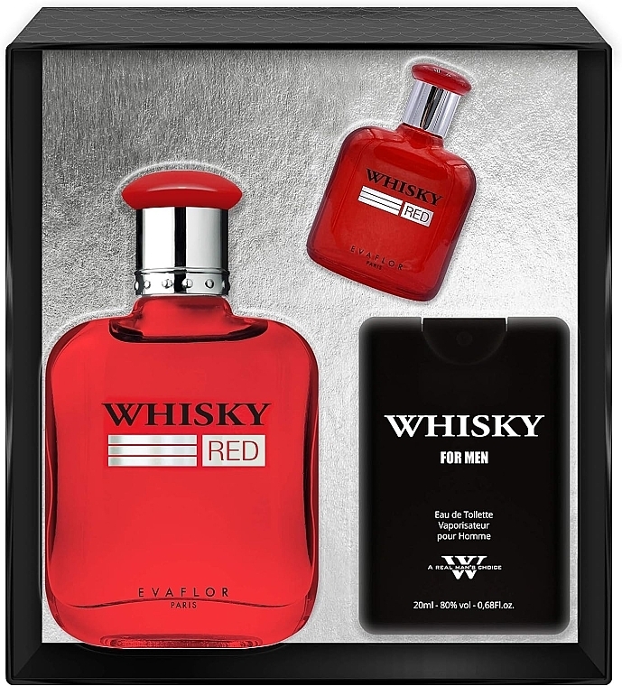 Evaflor Whisky Red For Men - Набор (edt/100ml + edt/20ml + edt/7.5ml) — фото N1