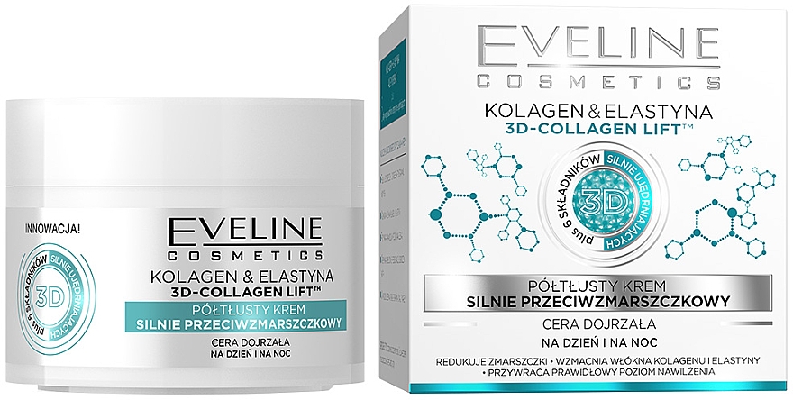 Напівжирний крем "Активне омолодження"  - Eveline Cosmetics Collagen&Elastin Lift Intense Anti-Wrinkle Cream