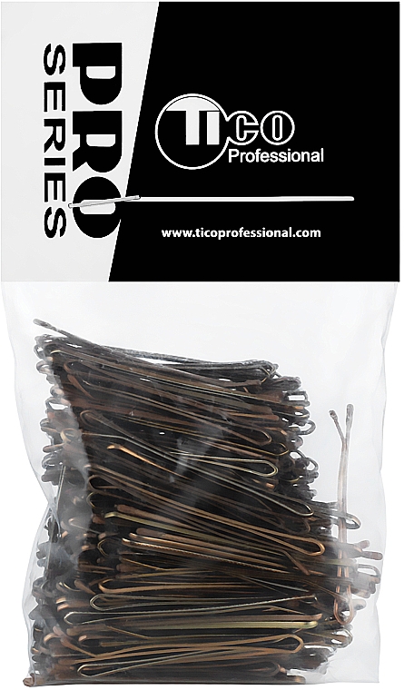 Невидимки для волосся, рівні, 40 мм., коричневі - Tico Professional — фото N2