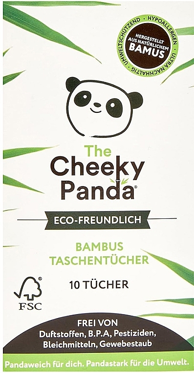 Сухие бамбуковые салфетки для лица, 10 шт - Cheeky Panda Bamboo Facial Tissue — фото N1