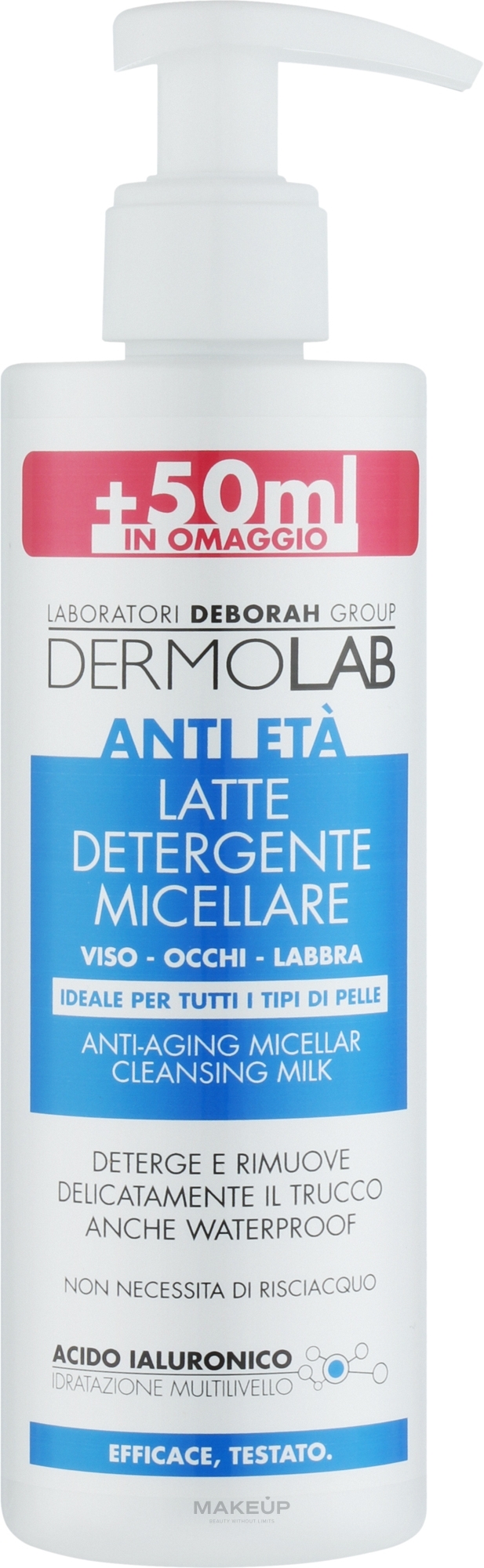 Мицеллярное антивозрастное молочко 40+ для лица - Deborah Dermolab Micellar Milk — фото 250ml