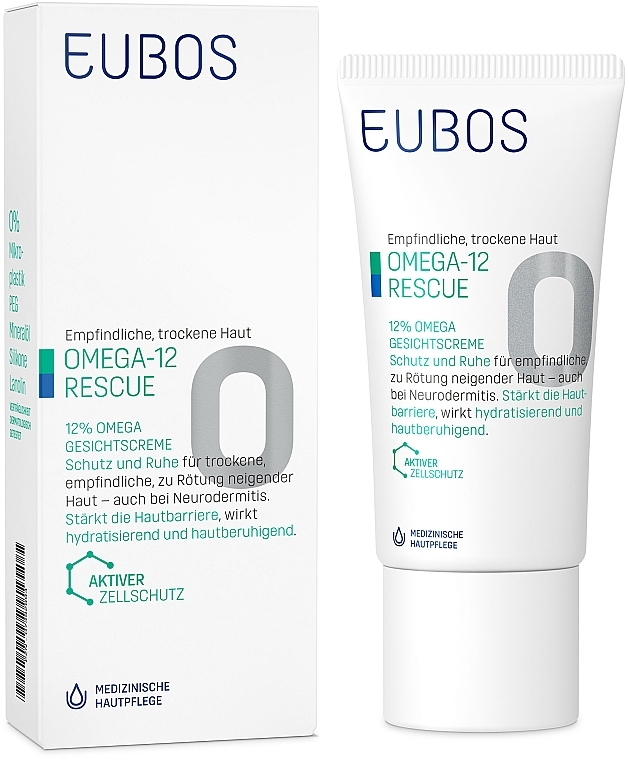 Зволожувальний крем для обличчя - Eubos Med Omega-12 Rescue Face Cream — фото N1