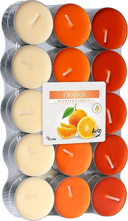 Чайні свічки "Апельсин", 30 шт. - Bispol Orange Scented Candles — фото N1