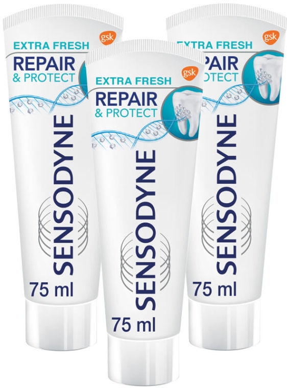 Набор - Sensodyne Repair&Protect Extra Fresh (toothpaste/3х75ml) — фото N1