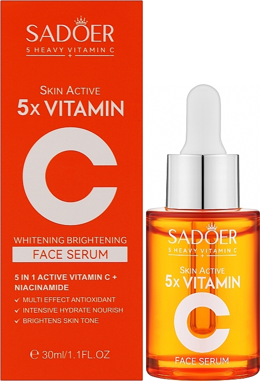 Сыворотка для лица с витамином С - Sadoer 5X Vitamin C Face Serum — фото N2