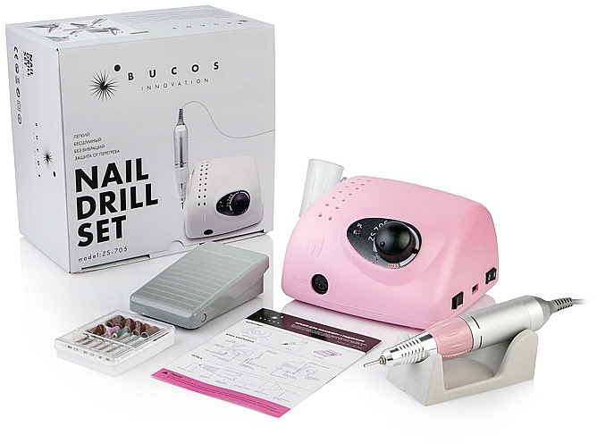 Фрезер для манікюру та педикюру, рожевий - Bucos Nail Drill Pro ZS-705 Pink — фото N2