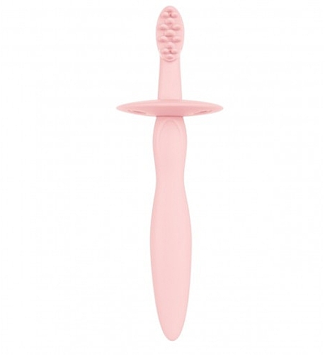 Силиконовая щетка для зубов с ограничителем, розовая - Canpol Babies — фото N2