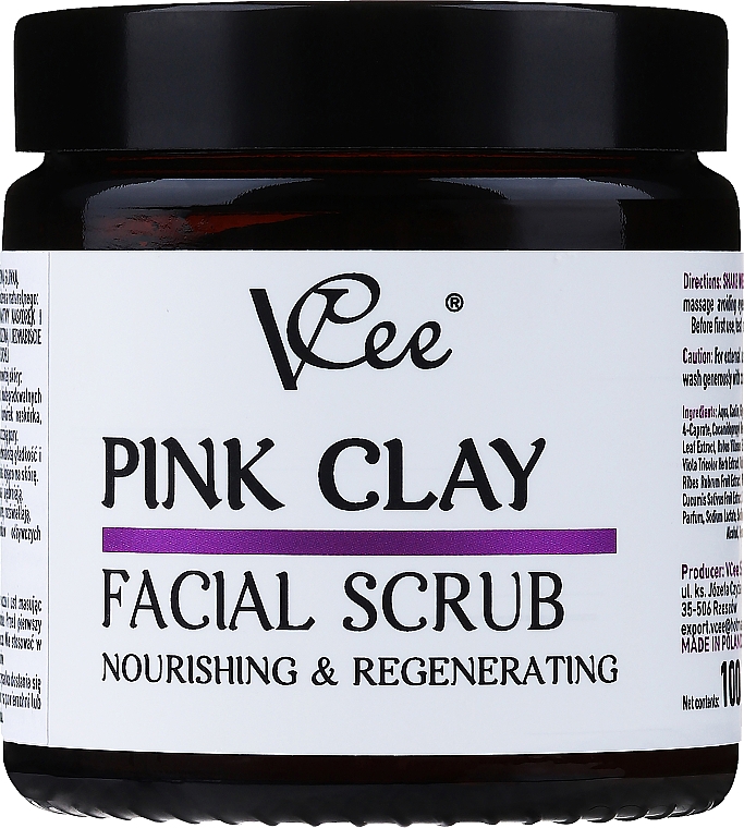 Пілінг для обличчя з рожевою глиною - VCee Pink Clay Facial Scrub Nourishing&Regenerating — фото N1