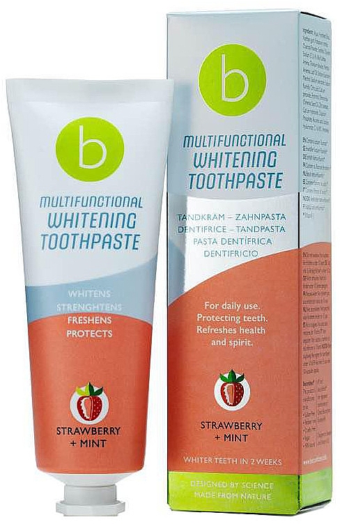 Багатофункціональна відбілювальна зубна паста "Полуниця й м'ята" - Beconfident Multifunctional Whitening Toothpaste Strawberry Mint — фото N1