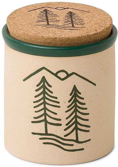 Ароматическая свеча в банке, бежевая с зеленым - Paddywax Cypress & Fir Dark Green Dune with Tree Artwork — фото N1