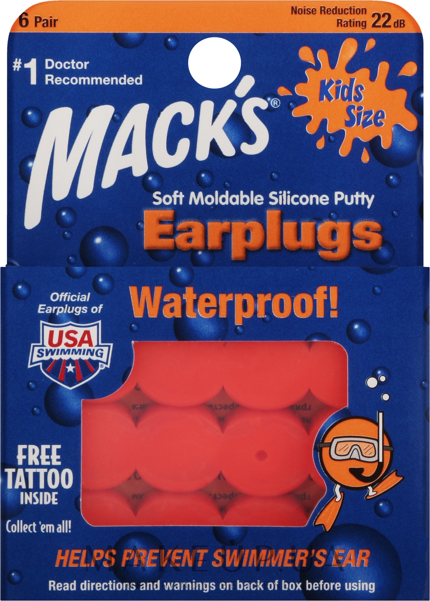 Беруші силіконові дитячі #10, помаранчеві - Mack's Pillow Soft — фото 12шт