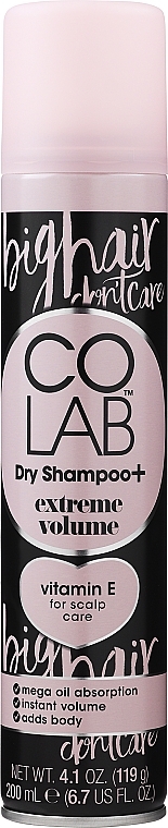 Сухой шампунь для волос с ароматом бергамота и мускуса - Colab Extreme Volume Dry Shampoo