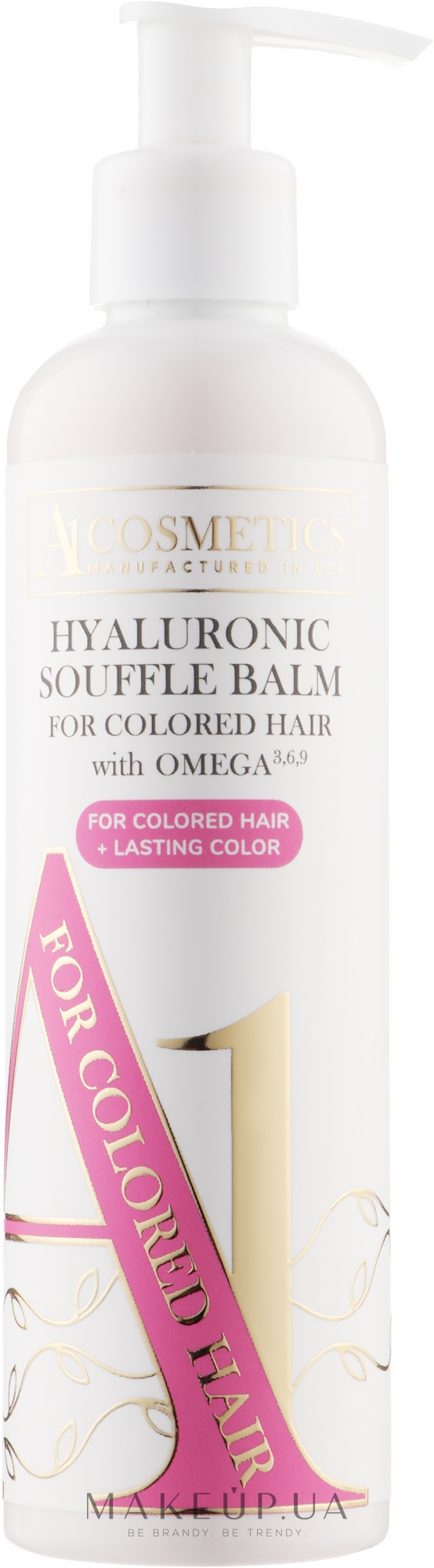 Гиалуроновый бальзам-суфле для окрашенных волос - A1 Cosmetics For Colored Hair Hyaluronic Souffle Balm With Omega 3-6-9 + Lasting Color — фото 250ml