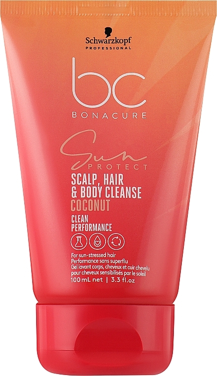 Шампунь для шкіри голови, волосся та тіла - Schwarzkopf Professional Bonacure Sun Protect 3-In-1 Scalp, Hair & Body Cleanse Coconut — фото N1
