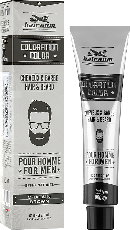 Фарба для вусів і бороди, коричнева - Hairgum Coloration Color Brown 4