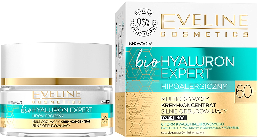 Мультипоживний відновлювальний крем-концентрат - Eveline Cosmetics BioHyaluron Expert 60+ 