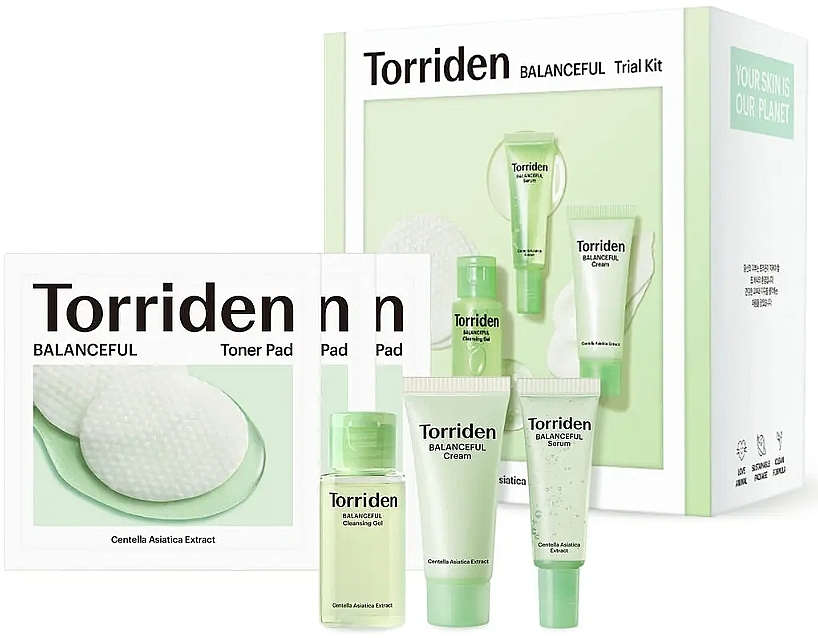 Набір - Torriden Balanceful Skin Care Trial Kit (serum/10ml + cr/20ml + gel/30ml + pad/6szt) — фото N1