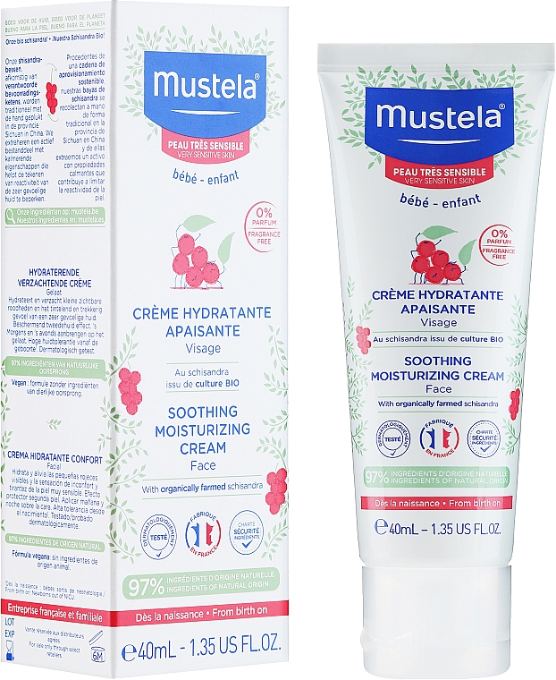 Крем для обличчя - Mustela Bebe Face Soothing Moisturizing Cream Very Sensitive Skin — фото N2