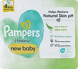 Детские влажные салфетки, 4x46 шт. - Pampers New Baby Harmonie Body Wipes — фото N1