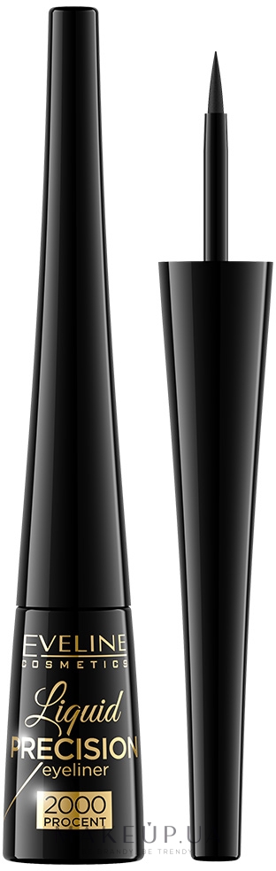 Водостійка підводка для очей - Eveline Cosmetics Liquid Precision Eyeliner 2000 Procent Waterproof — фото Black
