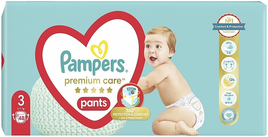 Підгузки-трусики Premium Care Pants Midi 3 (6-11 кг), 48 шт - Pampers — фото N2