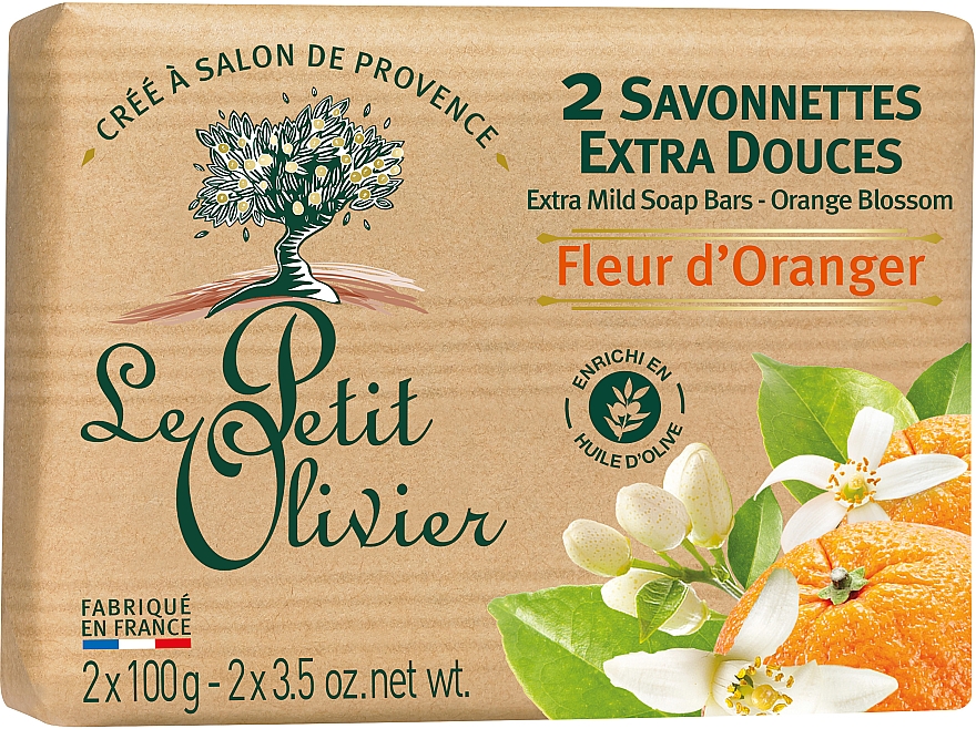 Мило екстраніжне, з екстрактом квітки апельсина - Le Petit Olivier - 2 extra mild soap bars - Orange blossom — фото N2