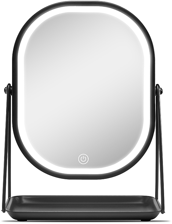 Настольное зеркало на подставке, 10212-00, черное - Gillian Jones Makeup Table Mirror LED-Light & Tray Black — фото N1