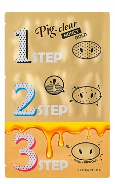 Набор средств для очистки пор - Holika Holika Pig Nose Clear Black Head 3-Step Kit Honey Gold — фото N1
