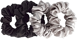 Набір резинок з натурального шовку, розмір S, чорна + сіра - de Lure Scrunchie Set — фото N1