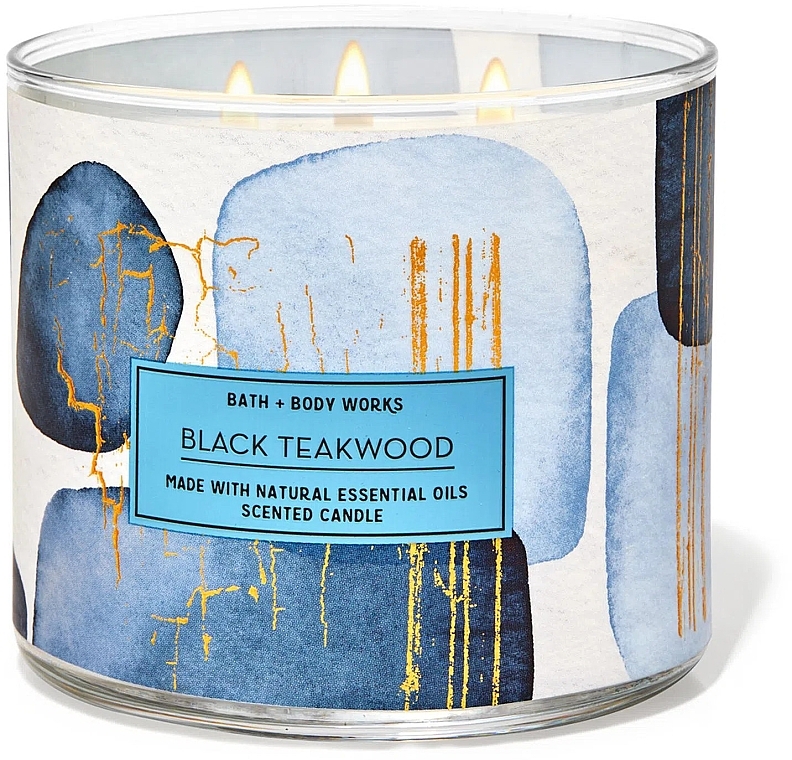 Аромасвічка "Чорне тикове дерево", 3 ґноти - Bath and Body Works Black Teakwood Scented Candle — фото N1