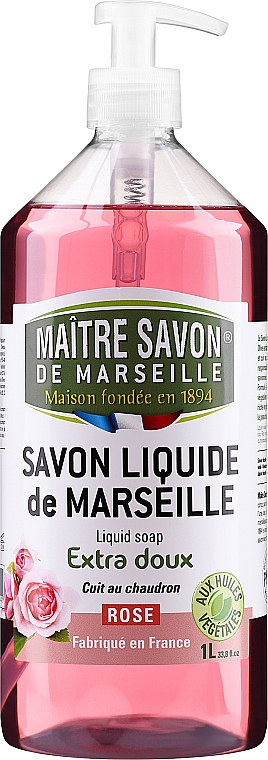 Жидкое марсельское мыло "Роза" - Maitre Savon De Marseille Savon Liquide De Marseille Rose Liquid Soap — фото N3