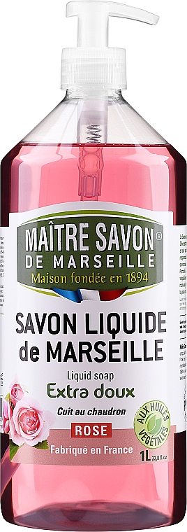 Рідке марсельське мило "Троянда" - Maitre Savon De Marseille Savon Liquide De Marseille Rose Liquid Soap — фото N3