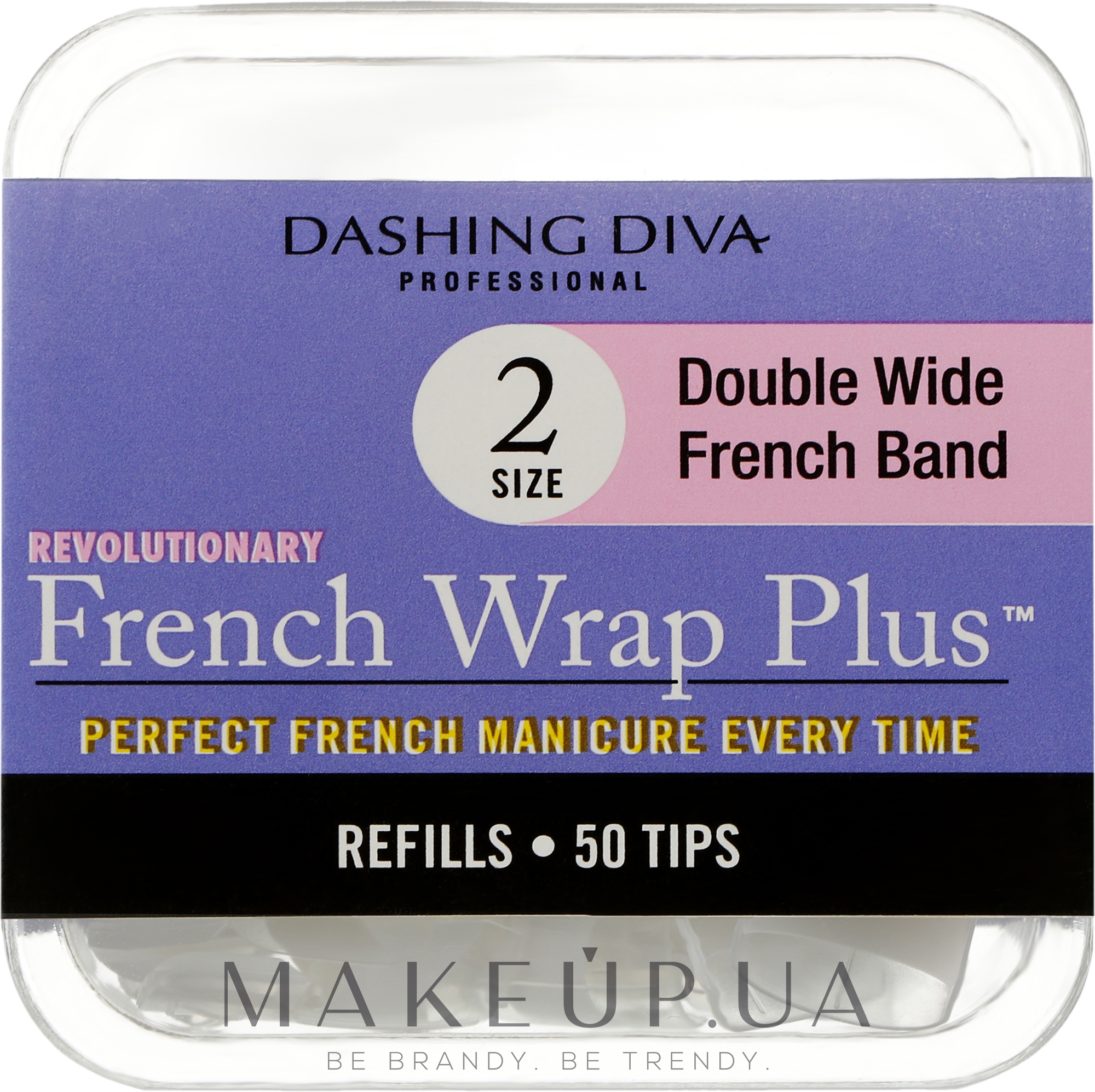 Типсы широкие "Френч Смайл+" - Dashing Diva French Wrap Plus Double Wide White 50 Tips (Size-2) — фото 50шт