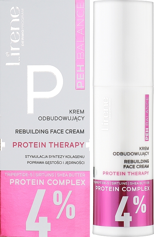 Відновлювальний крем для обличчя з протеїнами - Lirene PEH Balance 4% Protein Complex Rebuilding Cream — фото N2