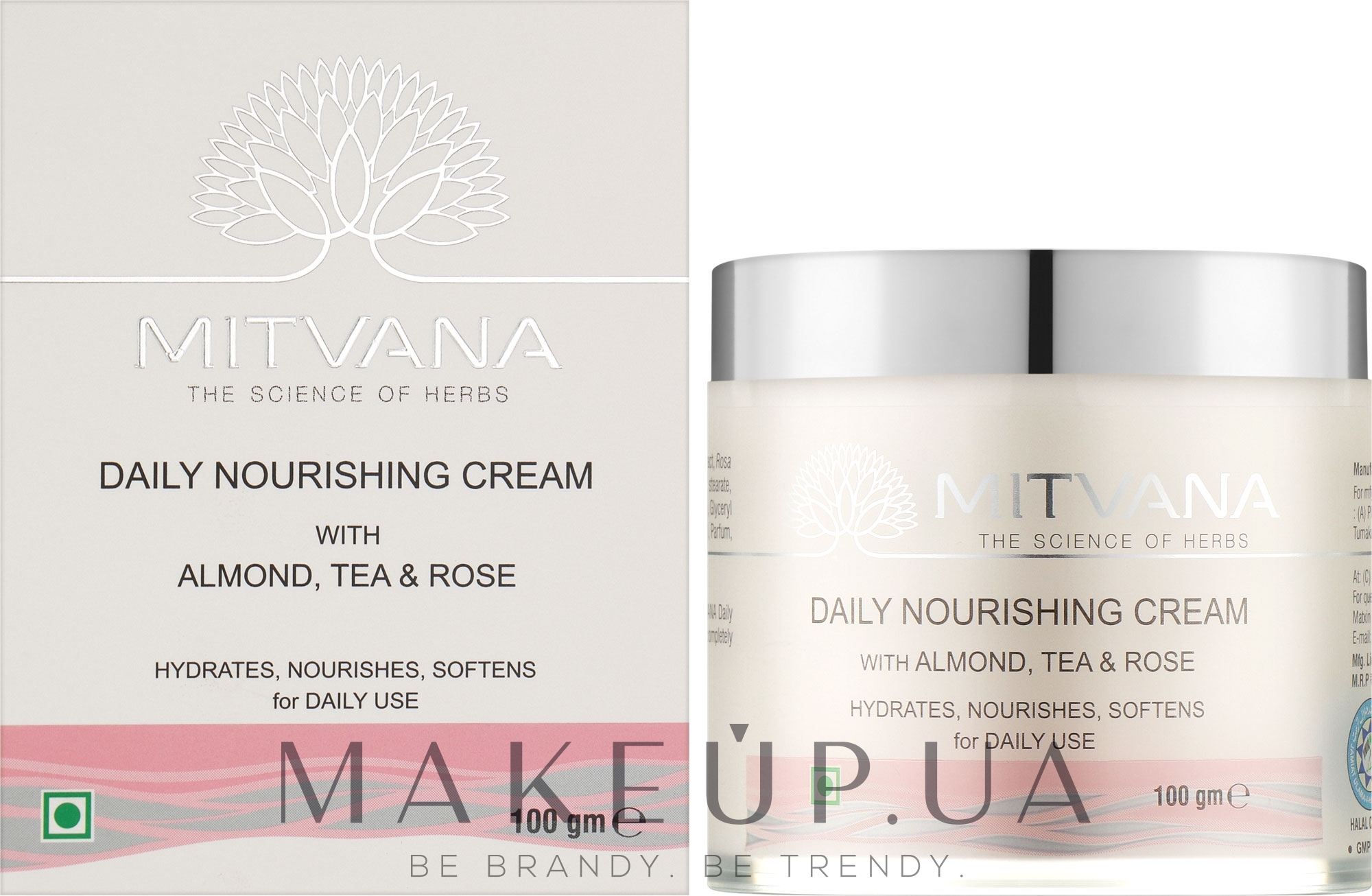 Крем для обличчя живильний - Mitvana Daily Nourishing Cream with Almond,Tea & Rose — фото 100g