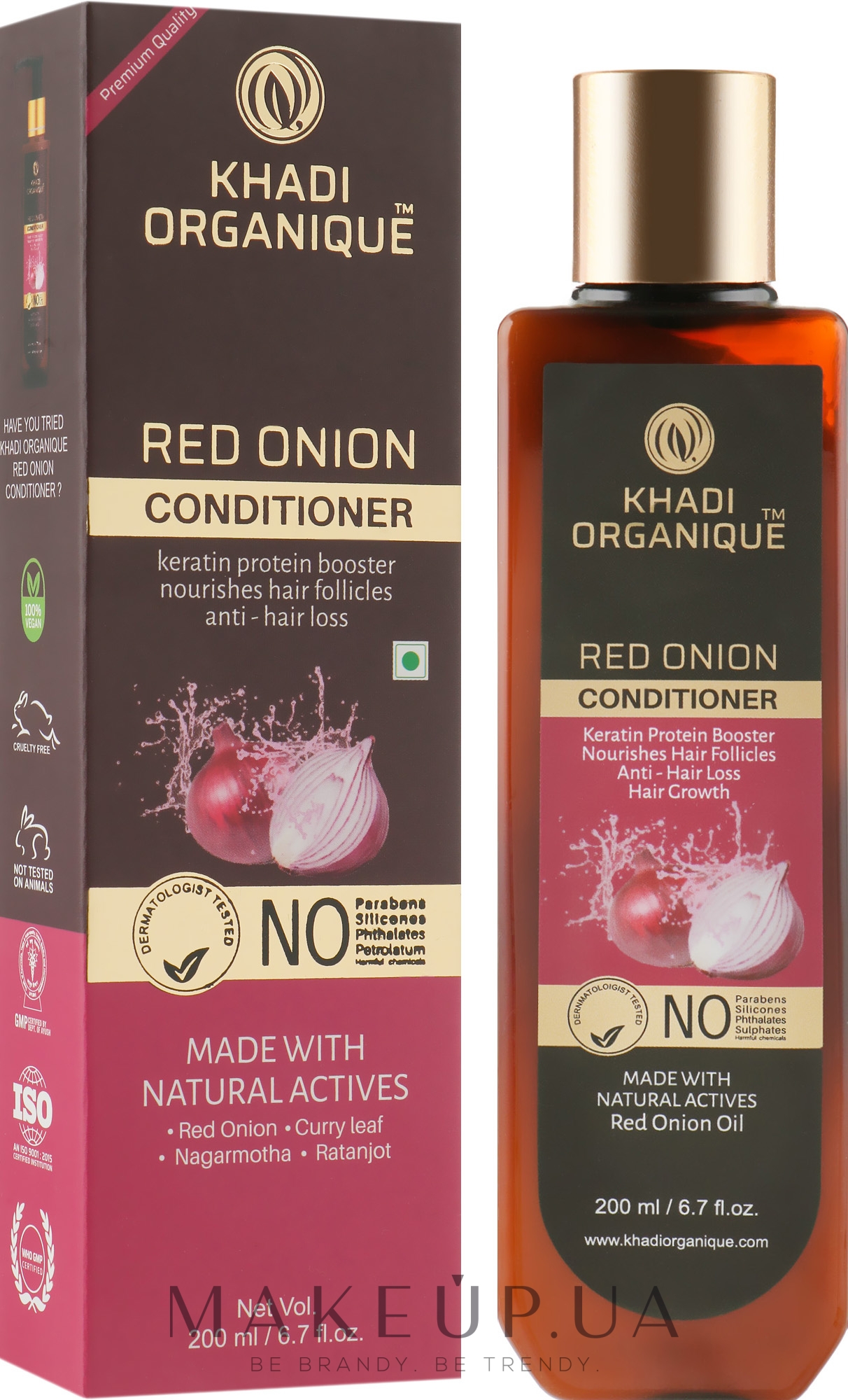 Натуральный аюрведический безсульфатный бальзам для укрепления и роста волос "Красный лук" - Khadi Organique Red Onion Hair Conditioner — фото 200ml