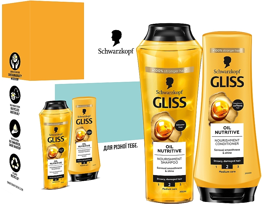 Набор "Oil Nutritive. Hair Shine" - Gliss (shmp/250ml + cond/200ml) — фото N1