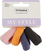 Набор разноцветных резинок для волос, 4шт., серая + фиолетовая + розовая + оранжевая - Titania — фото N1