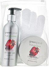 Духи, Парфюмерия, косметика Набор "Клубника-Анис" - Greenland Fruit Emotions (sh/gel/200ml + b/cr/120ml + массажная перчатка)