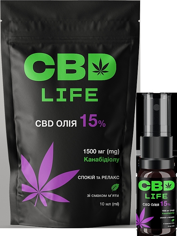 Дієтична добавка CBD олія 15% зі смаком м'яти - CBD Life — фото N1