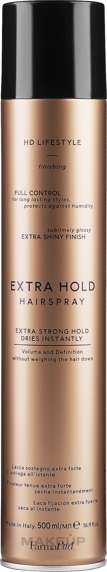 Лак для волосся екстрасильної фіксації - Farmavita HD Extra Strong Hold Hair Spray — фото 500ml