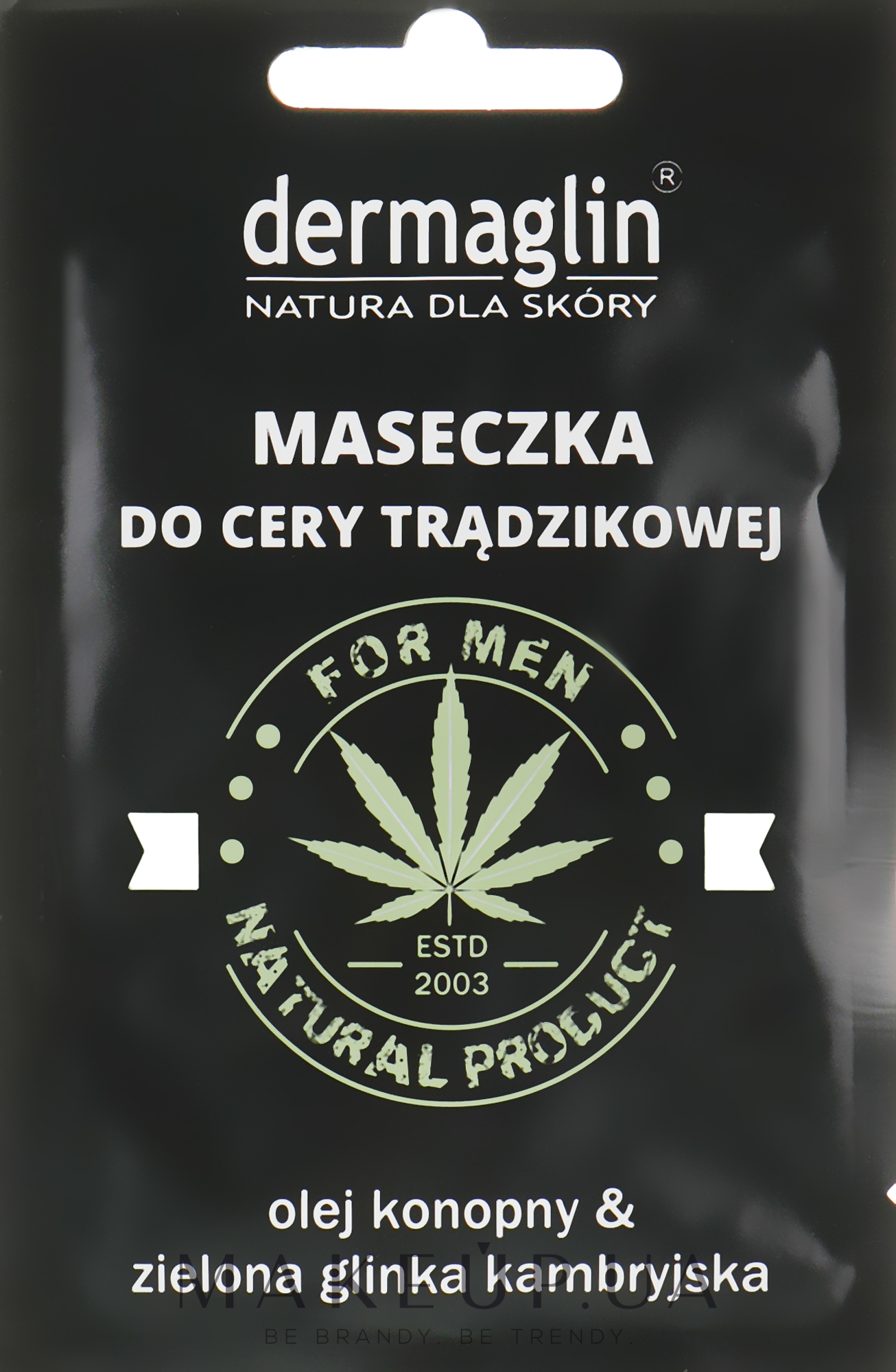 Маска для мужчин с конопляным маслом и зеленой глиной - Dermaglin For Men Natural Product — фото 20g
