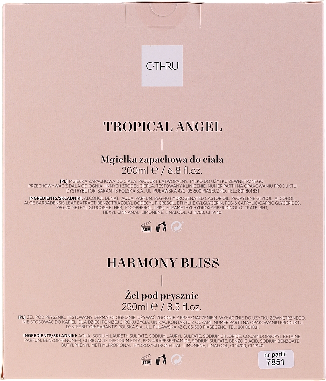C-Thru Tropical Angel & Harmony Bliss - Набор (mist/200ml + sh/gel/250ml) — фото N2