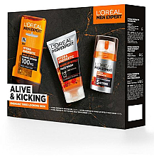 Парфумерія, косметика Набір - L'Oreal Paris Men Expert Alive & Kicking (sh/gel/300ml + cr/50ml + f/wash/100ml)